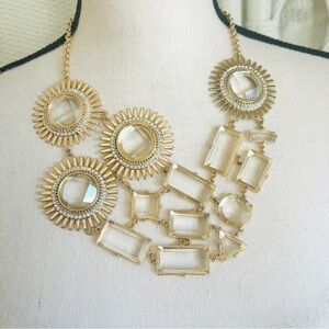 kate spade Lorelei Necklace Gold and Clear Sunburst Facted Stones Statement